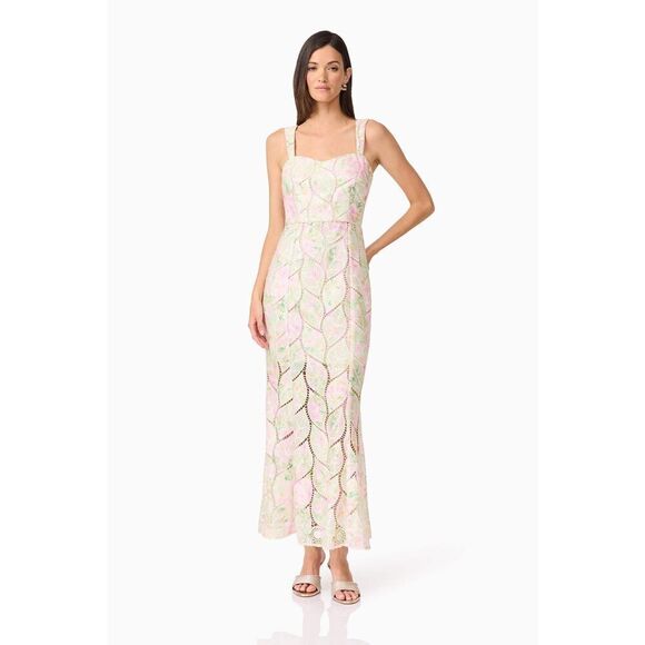 ELLIATT Indria Lace Maxi Dress Floral Wedding Guest Cocktail Party size S  NWT - Picture 4 of 9